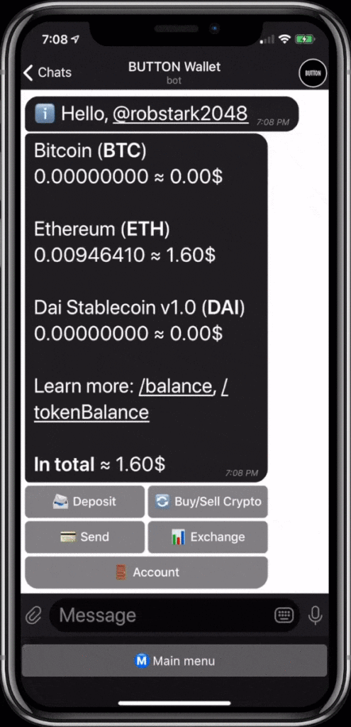 demo image of button on telegram